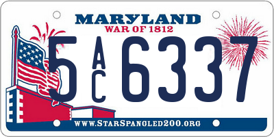 MD license plate 5AC6337