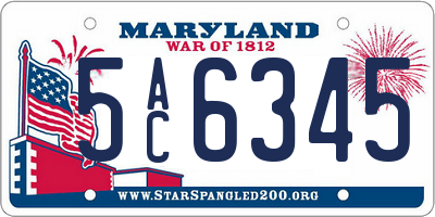 MD license plate 5AC6345