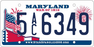 MD license plate 5AC6349