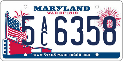MD license plate 5AC6358