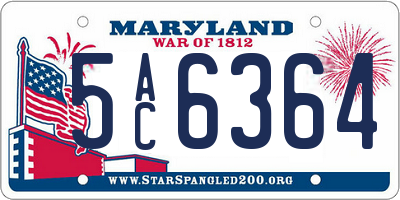 MD license plate 5AC6364