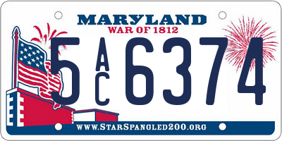 MD license plate 5AC6374