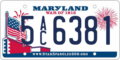 MD license plate 5AC6381