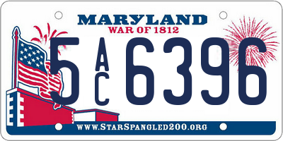 MD license plate 5AC6396