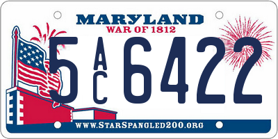 MD license plate 5AC6422