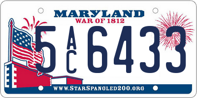 MD license plate 5AC6433