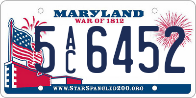 MD license plate 5AC6452