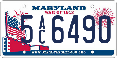 MD license plate 5AC6490