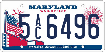 MD license plate 5AC6496