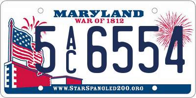 MD license plate 5AC6554