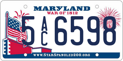 MD license plate 5AC6598