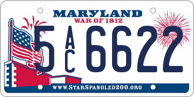 MD license plate 5AC6622