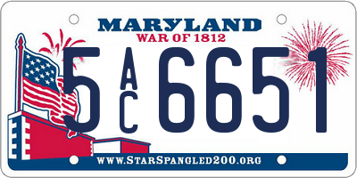 MD license plate 5AC6651