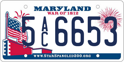 MD license plate 5AC6653