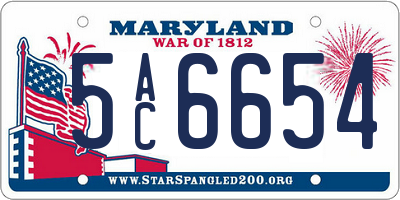 MD license plate 5AC6654