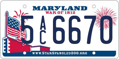 MD license plate 5AC6670