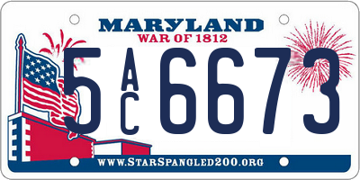 MD license plate 5AC6673