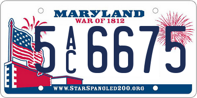MD license plate 5AC6675