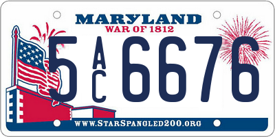 MD license plate 5AC6676