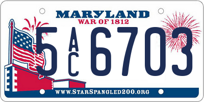 MD license plate 5AC6703