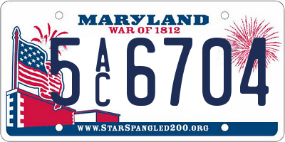 MD license plate 5AC6704