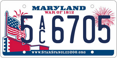 MD license plate 5AC6705