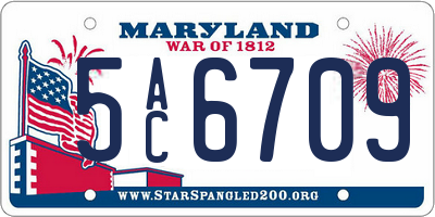 MD license plate 5AC6709
