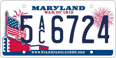 MD license plate 5AC6724