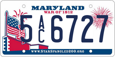 MD license plate 5AC6727