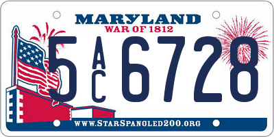 MD license plate 5AC6728