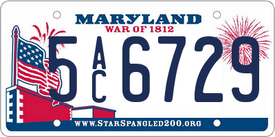 MD license plate 5AC6729