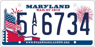 MD license plate 5AC6734