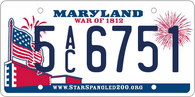 MD license plate 5AC6751