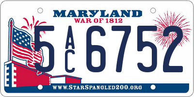 MD license plate 5AC6752