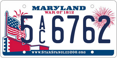 MD license plate 5AC6762