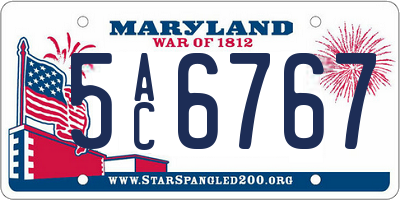 MD license plate 5AC6767