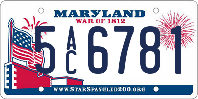 MD license plate 5AC6781