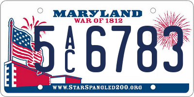 MD license plate 5AC6783