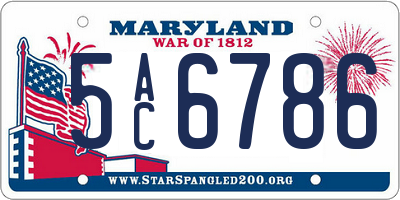 MD license plate 5AC6786
