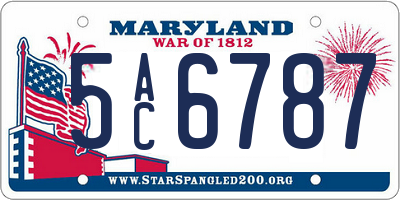 MD license plate 5AC6787