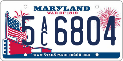 MD license plate 5AC6804