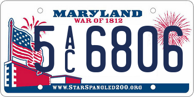 MD license plate 5AC6806