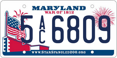 MD license plate 5AC6809