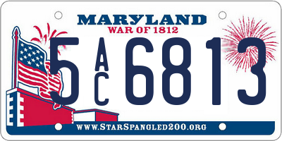 MD license plate 5AC6813
