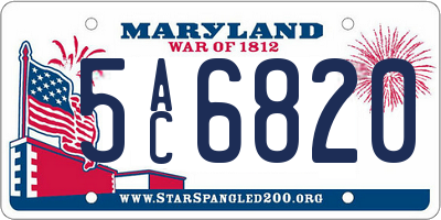 MD license plate 5AC6820