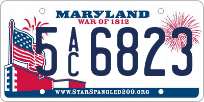 MD license plate 5AC6823