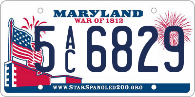 MD license plate 5AC6829