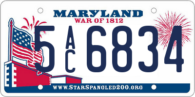MD license plate 5AC6834