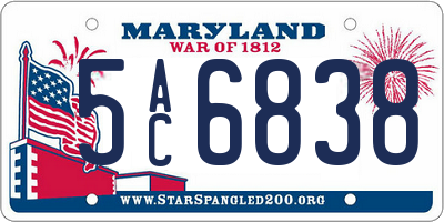 MD license plate 5AC6838