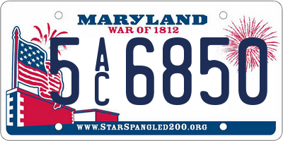 MD license plate 5AC6850